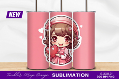 Cute Chibi Girl Holding Heart Tumbler Png Product Image 1