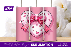 Pink Heart With Bow Valentines Day Tumbler Png Product Image 1