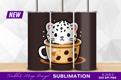 Cute Cartoon Cat In Boba Tea Tumbler Png Product Image 1