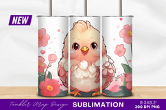 Cute Chick Illustration With Flowers Tumbler Png Product Image 1