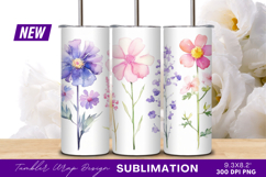 Watercolor Floral Illustration Tumbler Png Template Product Image 1