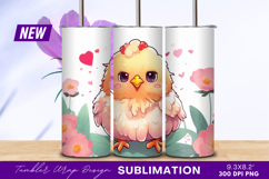Cute Cartoon Chick Surrounded By Flowers Tumbler Png Product Image 1