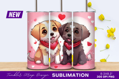 Cartoon Dogs Celebrating Valentines Day Tumbler Png Product Image 1