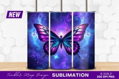Purple And Blue Butterfly Tumbler Png Design Product Image 1