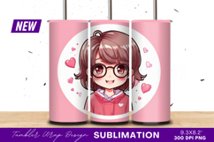 Cute Anime Girl Pink Heart Tumbler Png Product Image 1