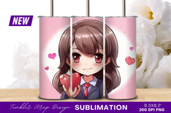Anime Girl Holding Heart Tumbler Png Product Image 1