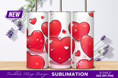 Red Hearts Background For Valentines Day Design Tumbler Png Product Image 1