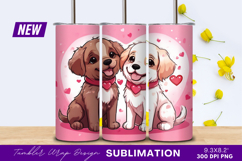 Two Cute Puppies Celebrate Valentines Day Tumbler Png Product Image 1