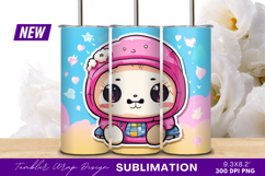 Cute Cartoon Baby In Pink Hoodie Tumbler Png Product Image 1
