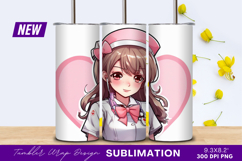 Anime Nurse Portrait With Pink Heart Tumbler Png Product Image 1