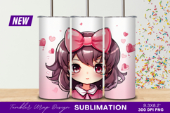 Anime Girl With Hearts Tumbler Png Product Image 1