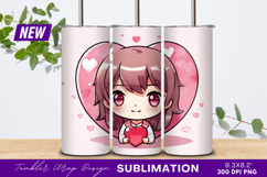 Chibi Girl Holds Heart Tumbler Png Product Image 1