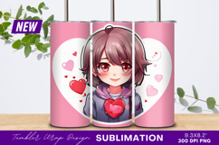 Cute Anime Girl Holding Heart Tumbler Png Product Image 1