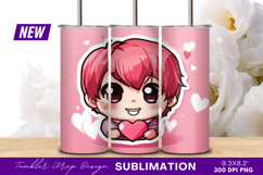 Cute Boy Holding Heart Tumbler Png Product Image 1