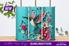 Colorful Paper Quilled Hummingbird With Flowers Tumbler Product Image 1