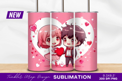 Cute Couple Anime Style Valentines Day Tumbler Png Product Image 1