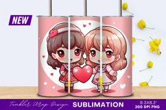 Two Adorable Girls Holding Heart Illustration Tumbler Product Image 1