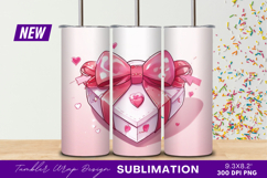 Heart Gift Box With Pink Bow Illustration Tumbler Png Product Image 1
