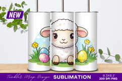 Cute Lamb With Easter Eggs Illustration Tumbler Png Product Image 1