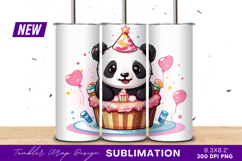 Birthday Panda In Cupcake Cartoon Celebration Tumbler Png Product Image 1