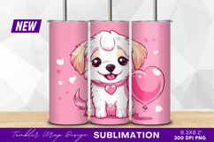 Cute Puppy Dog With Heart Balloon Tumbler Png Product Image 1