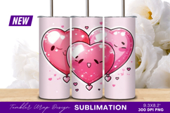 Cute Heart Balloons For Valentines Day Design Tumbler Png Product Image 1
