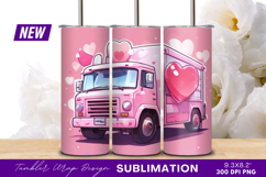 Pink Truck Delivering Love Cartoon Style Illustration Product Image 1