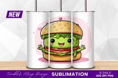 Cute Cartoon Hamburger With Hearts Tumbler Png Product Image 1