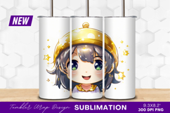 Cute Smiling Chibi Girl With Golden Helmet Tumbler Png Product Image 1