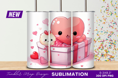 Kawaii Hearts In Box Valentines Day Illustration Tumbler Png Product Image 1