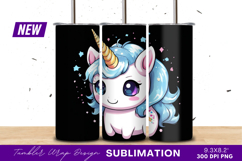 Cute Cartoon Unicorn Character Illustration Tumbler Png Product Image 1