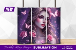 Beautiful Woman With Roses And Butterflies Tumbler Product Image 1