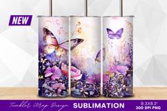 Watercolor Butterflies And Flowers Artistic Tumbler Product Image 1
