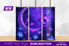 Purple Butterfly And Moon Tumbler Png Product Image 1