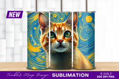Orange Tabby Cat Starry Night Style Tumbler Product Image 1