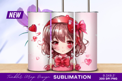 Cute Anime Girl With Hearts Tumbler Png Product Image 1