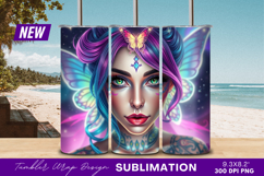 Beautiful Fairy With Wings Purple And Blue Tumbler Product Image 1
