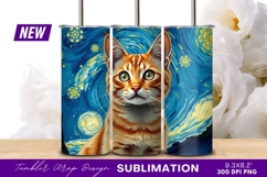 Artistic Orange Tabby Cat Van Gogh Style Tumbler Product Image 1
