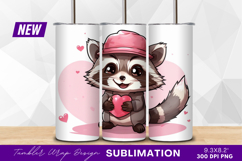Cartoon Raccoon With Heart Tumbler Png Product Image 1