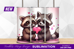 Cartoon Raccoons Sharing Love Heart Tumbler Png Product Image 1
