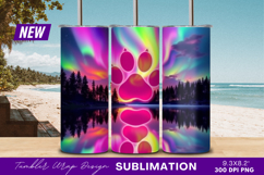 Aurora Borealis With Pink Paw Tumbler Png Product Image 1