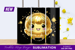 Golden Cute Character Tumbler Png Illustration Product Image 1