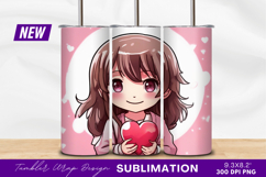 Anime girl holding heart tumbler png Product Image 1