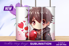 Anime boy holding red heart tumbler png Product Image 1