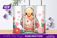 Cute cartoon chick with hearts and flowers Tumbler Png Product Image 1