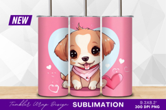 Adorable puppy dog with hearts tumbler png Product Image 1