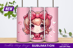 Cute anime girl with pink bow vector Tumbler Product Image 1
