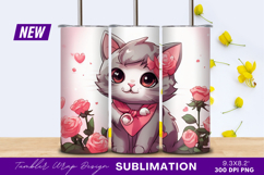 Adorable kitten surrounded by roses tumbler png Product Image 1