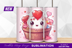 Cute character in basket with hearts tumbler png Product Image 1