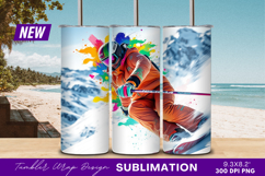 Skier In Action Colorful Splash Background Tumbler Product Image 1